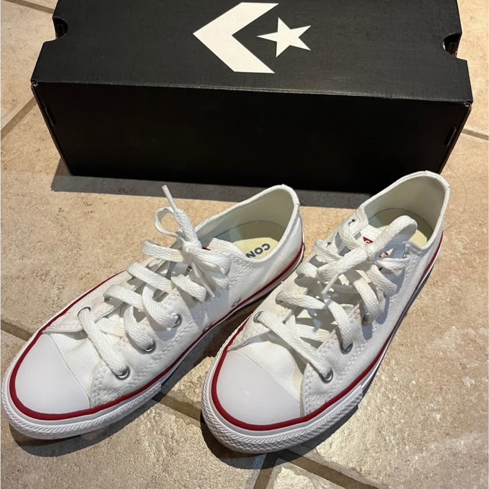 Converse All Star White with Red and Blue Accents